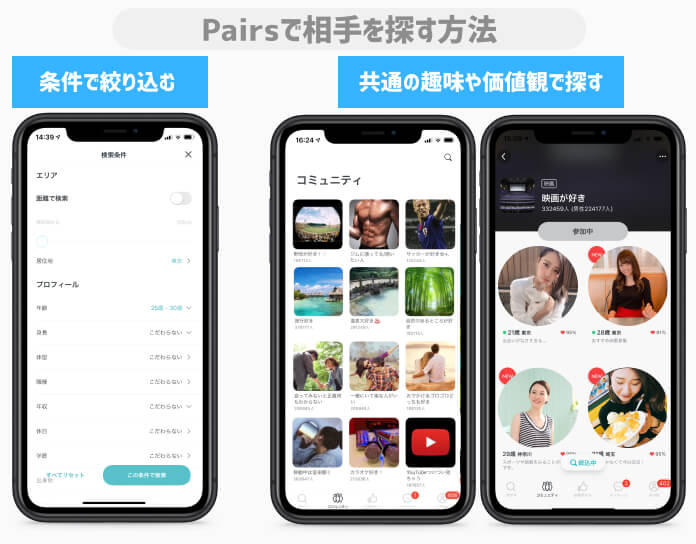 pairsペアーズの相手を探す方法