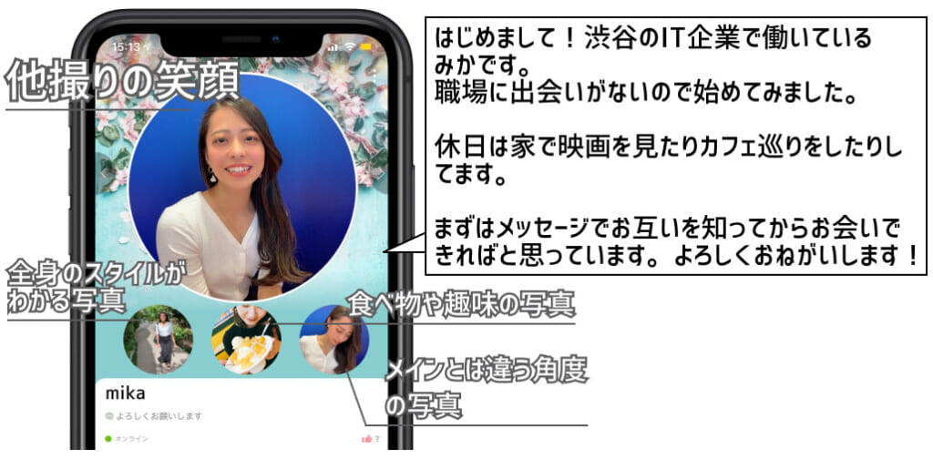 女性プロフィール良い例